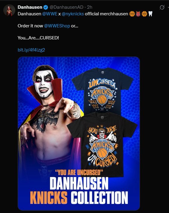 Danhausen WWE x Knicks official merch collection tweet